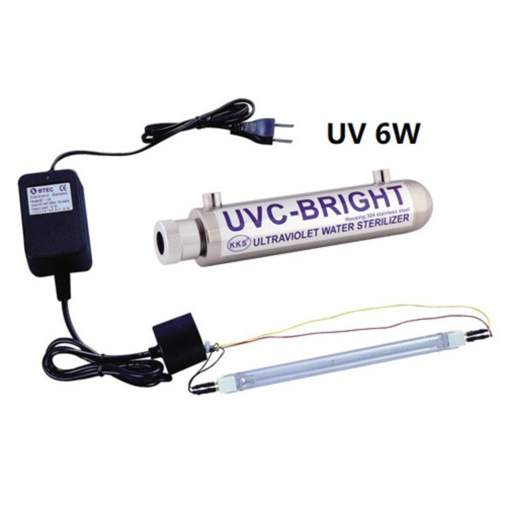 SISTEMA U.V. EM INOX 2 PINOS 6W 1/4" * 220 L/h